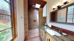 Master bathroom walk in shower and granite counter tops 